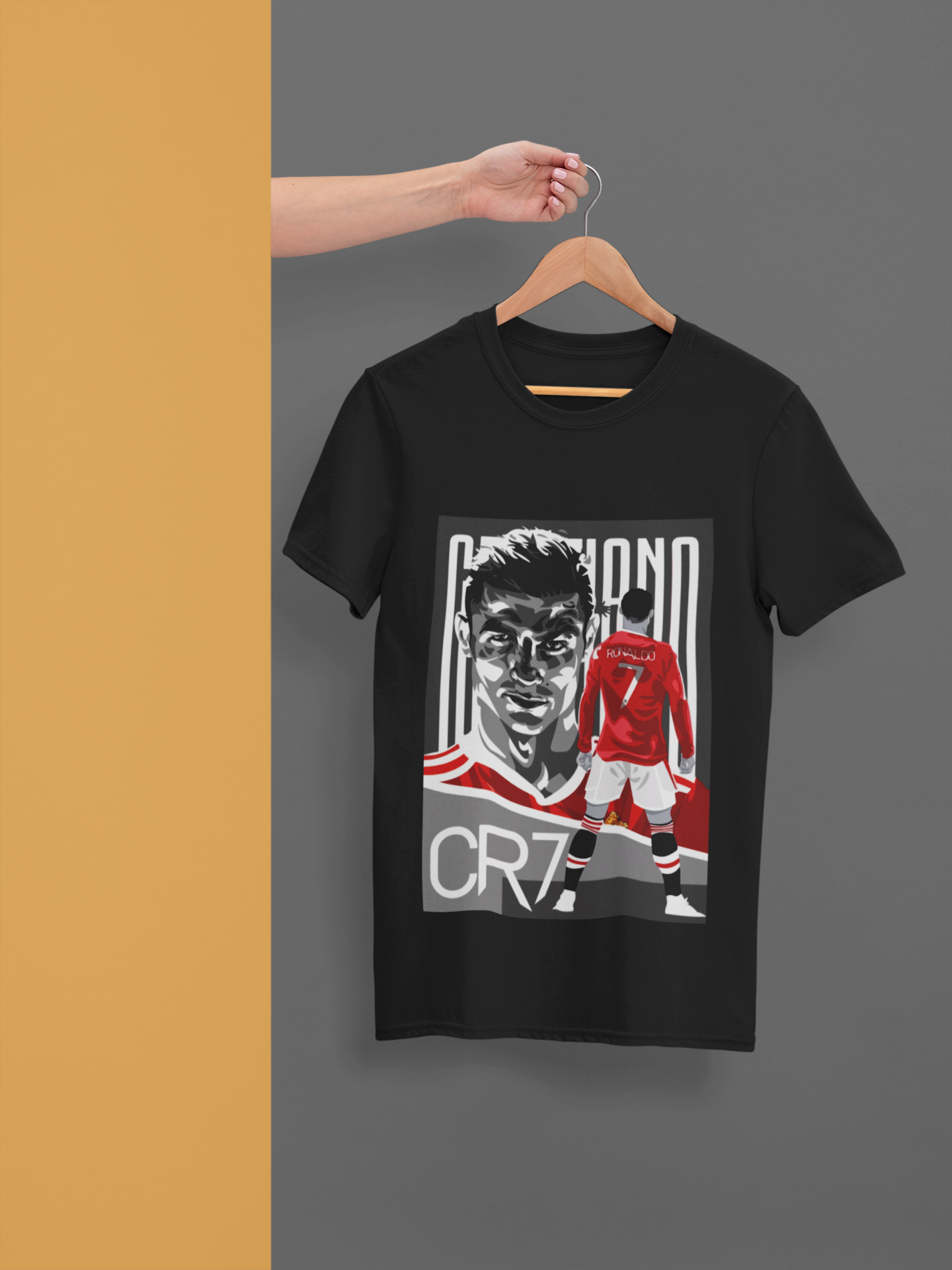 Red Devil CR7 Portrait T-Shirt | Manchester United Era Illustration Unisex Classic Crew T-Shirt by RanggRiwaaz