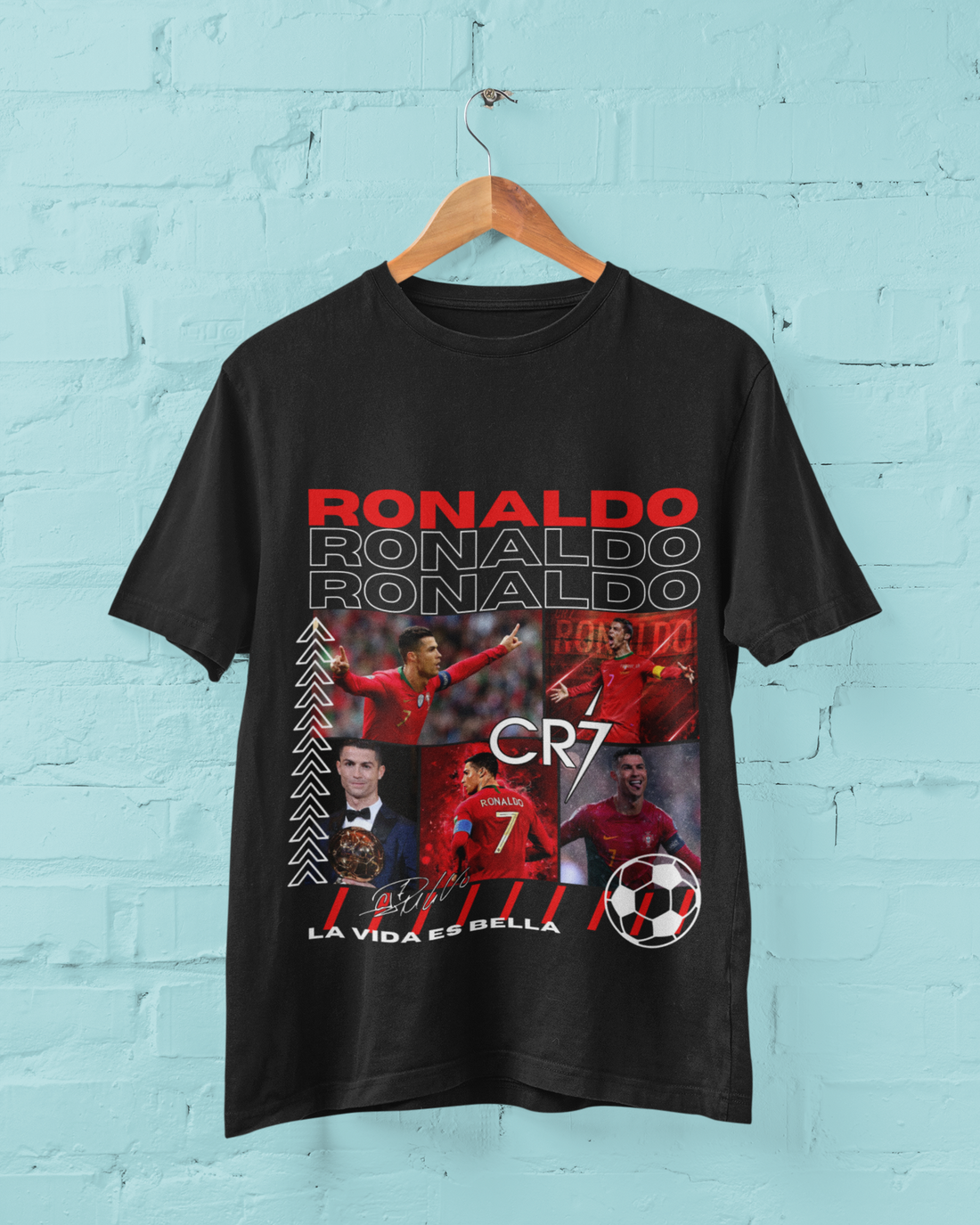 Cristiano Ronaldo Pride of Portugal Collage | CR7 Legend Graphic Unisex Classic Crew T-Shirt by RanggRiwaaz