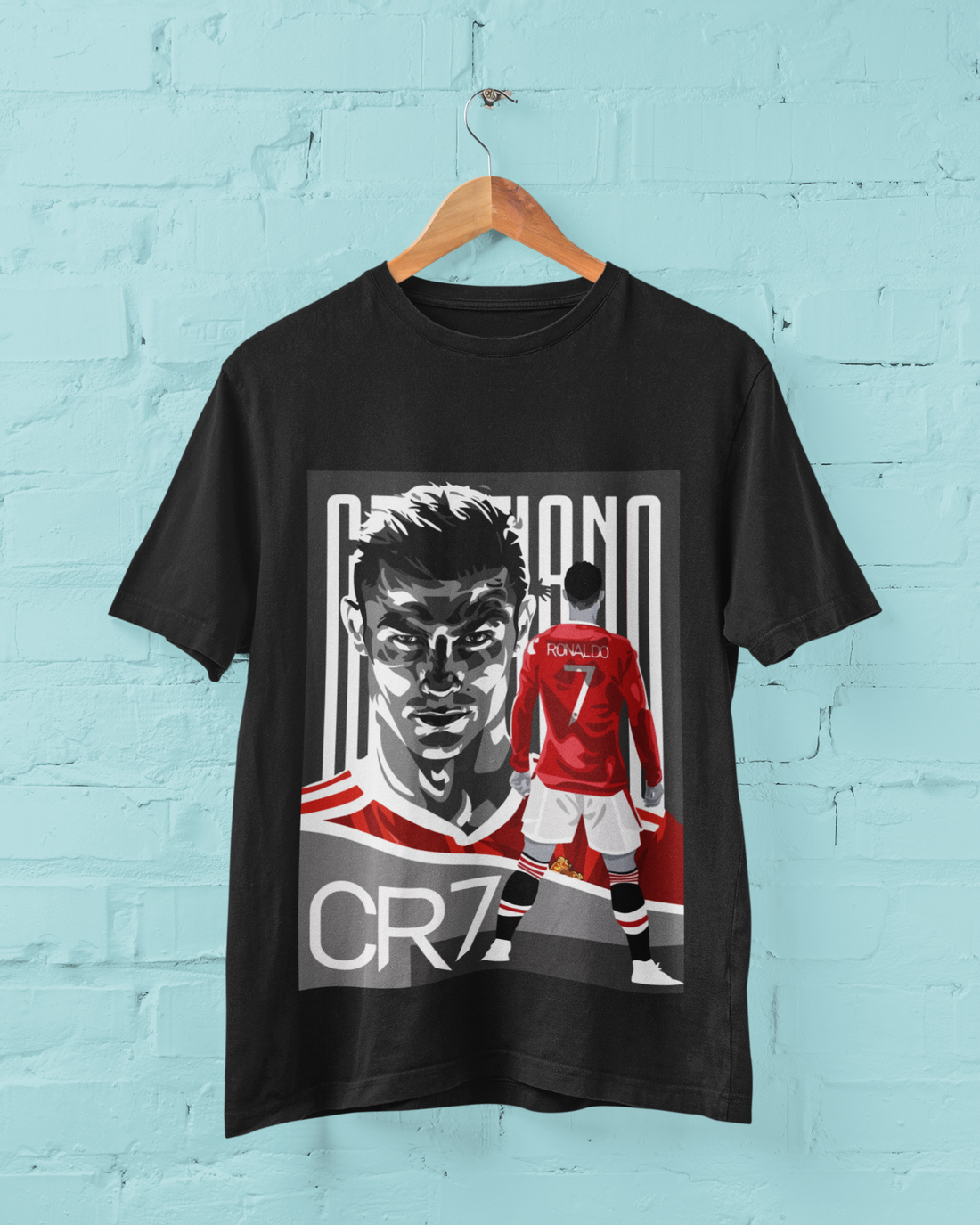 Red Devil CR7 Portrait T-Shirt | Manchester United Era Illustration Unisex Classic Crew T-Shirt by RanggRiwaaz
