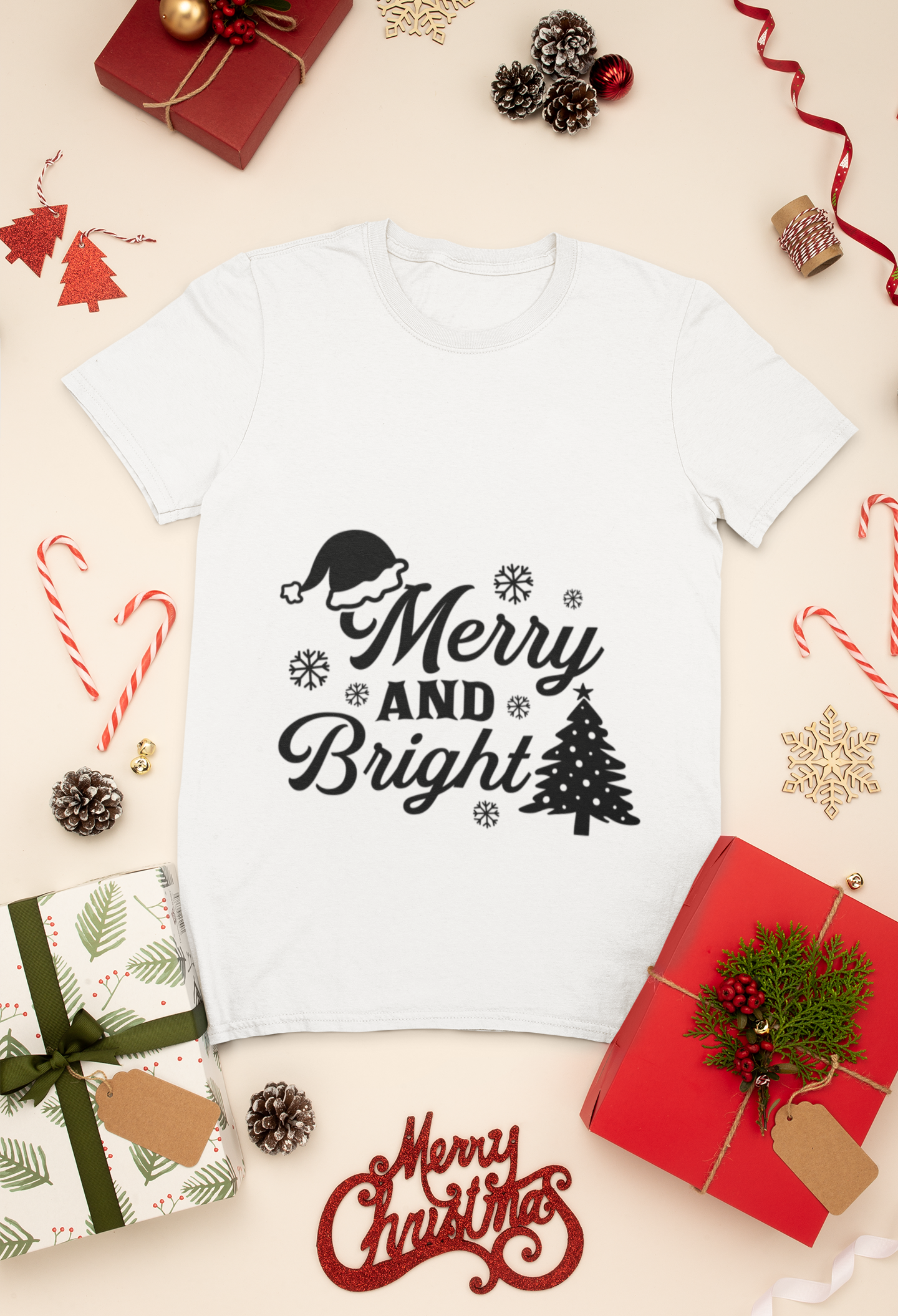 "Merry & Bright Christmas" T-Shirt - Festive Holiday Family Apparel, Christmas Eve/Christmas celebration by RanggRiwaaz