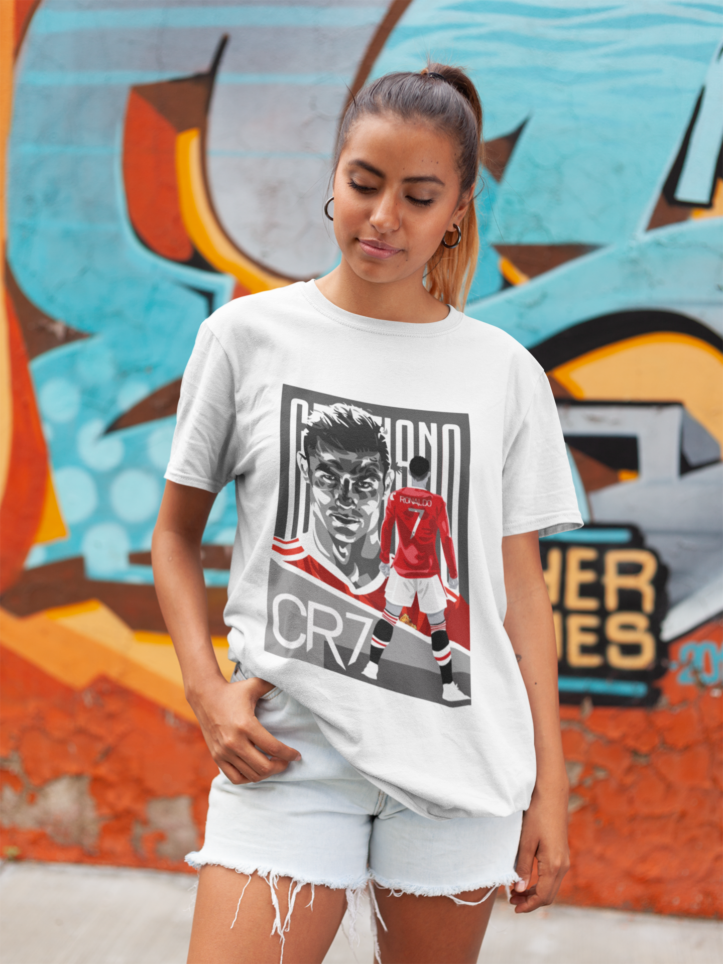 Red Devil CR7 Portrait T-Shirt | Manchester United Era Illustration Unisex Classic Crew T-Shirt by RanggRiwaaz