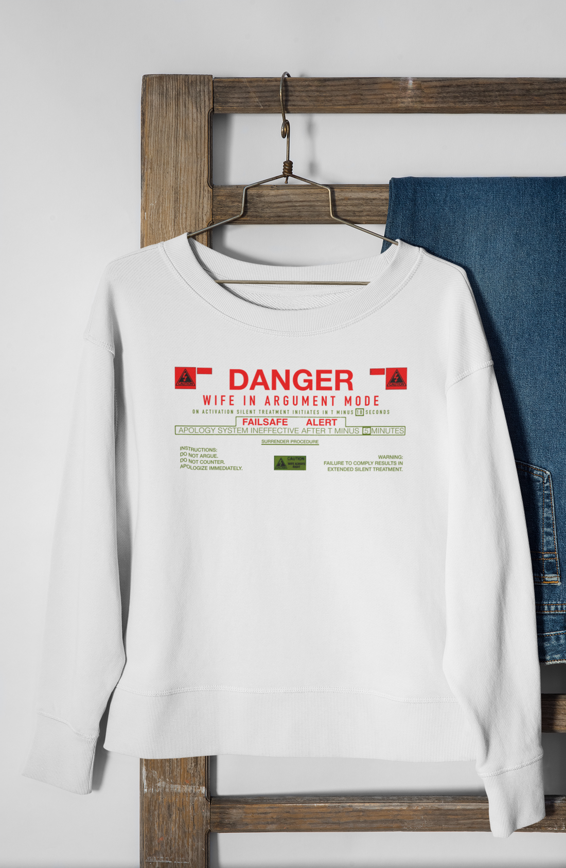Danger "Wife In Argument Mode" Sweatshirt - Funny Gift for Spouse by RanggRiwaaz
