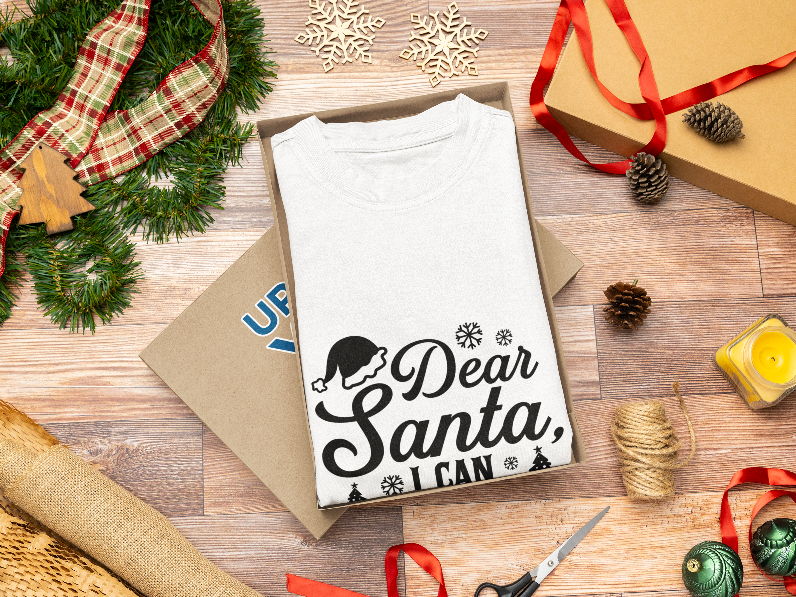 "Dear Santa, I Can Explain" Funny Christmas Crew T-Shirt by RanggRiwaaz