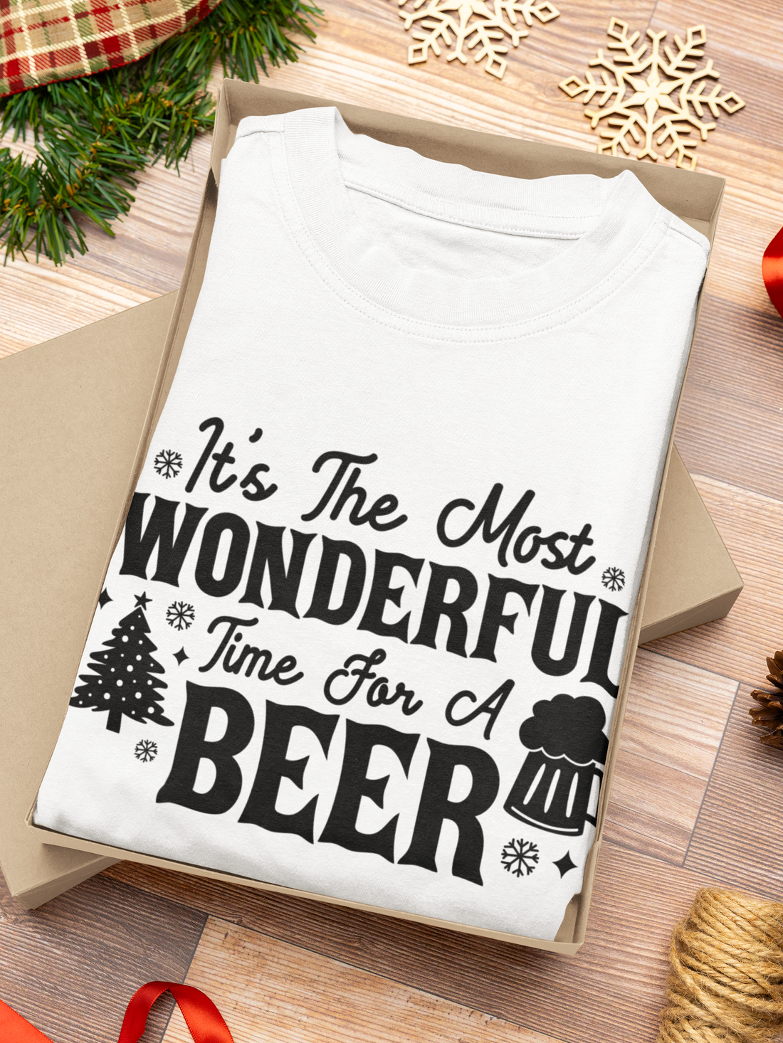 "It's The Most Wonderful Time For A Beer" - T-shirt Festive Family Apparel for Christmas Eve/Christmas celebration by RanggRiwaaz