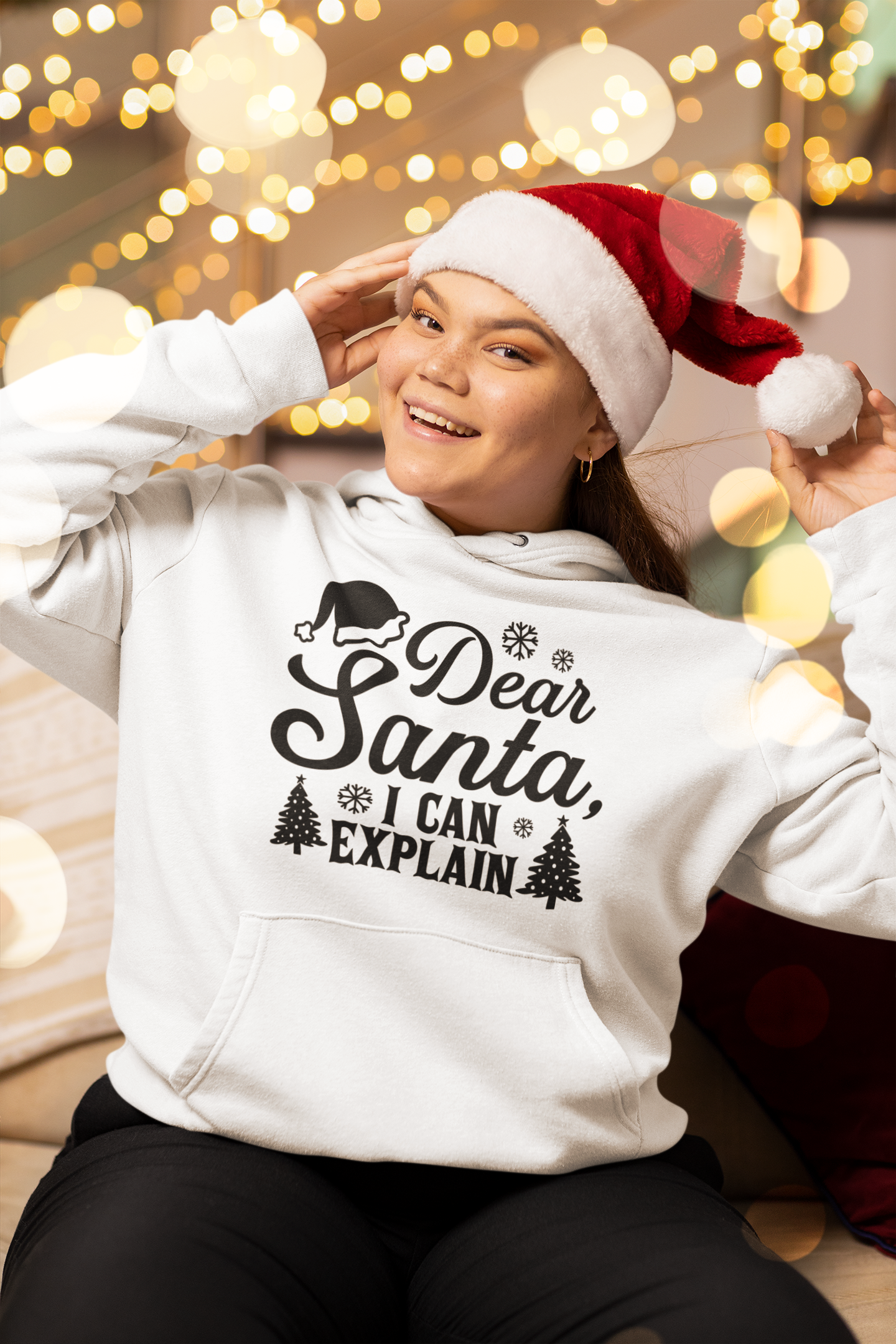 "Dear Santa, I Can Explain" Funny Christmas Unisex Hoodie by RanggRiwaaz