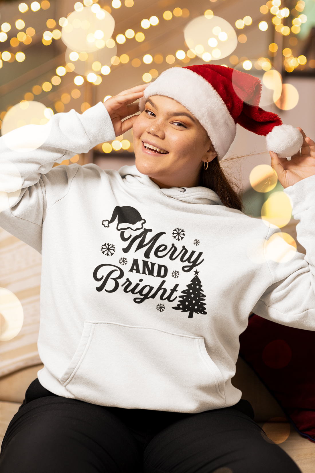 "Merry & Bright Christmas" Unisex Hoodie - Festive Holiday Family Apparel, Christmas Eve/Christmas celebration by RanggRiwaaz