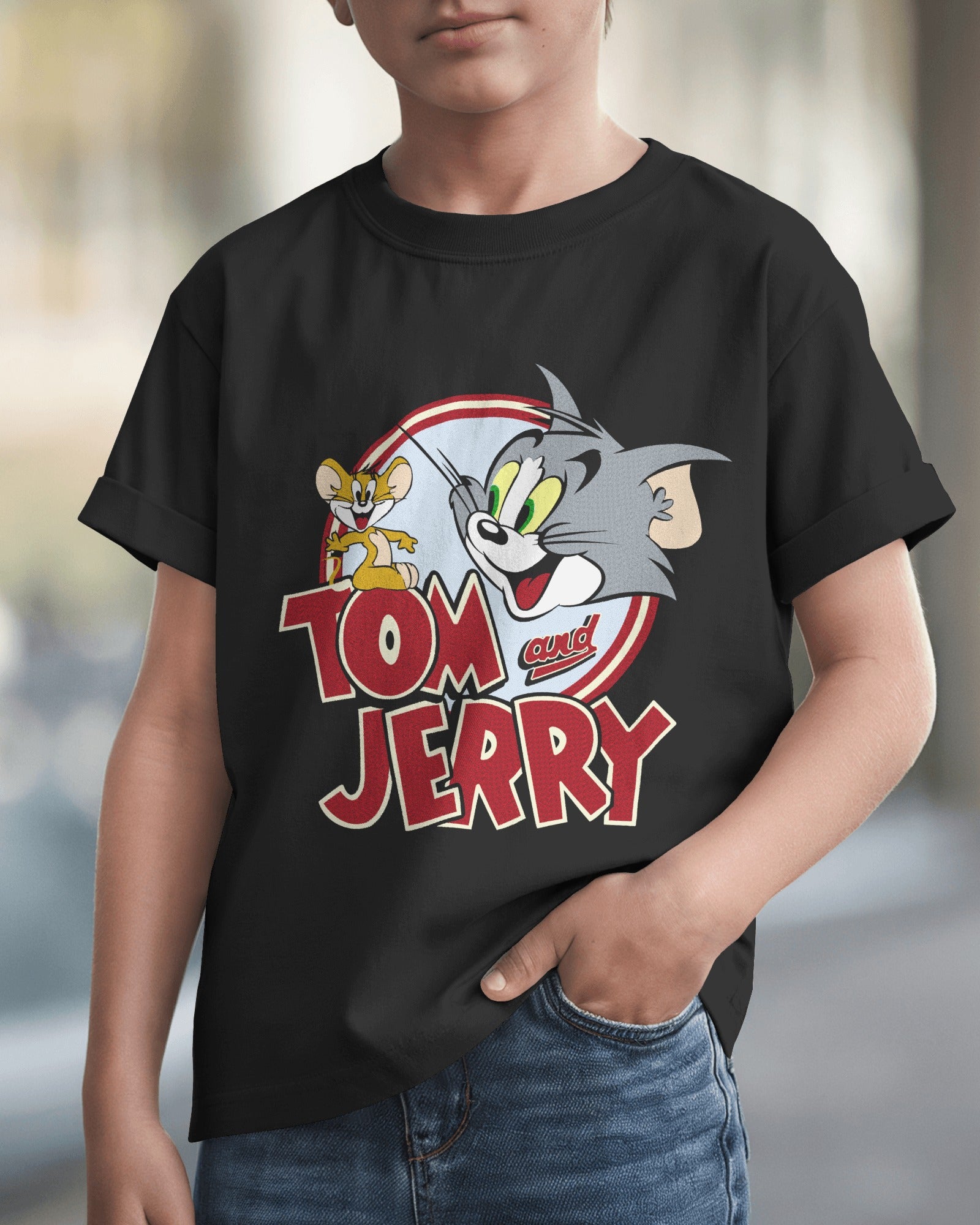 Tom and Jerry Boys' Crew Neck T-Shirt - Classic Cartoon Graphic Tee by RanggRiwaaz