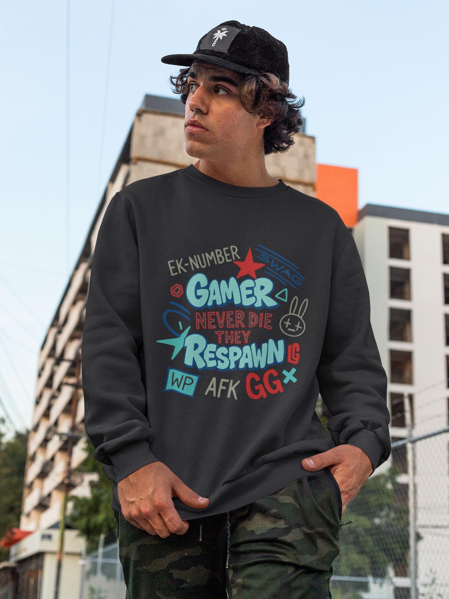 "Gamers Never Die They Respawn" | Funny Videogame Streetstyle Unisex Sweatshirt by RanggRiwaaz
