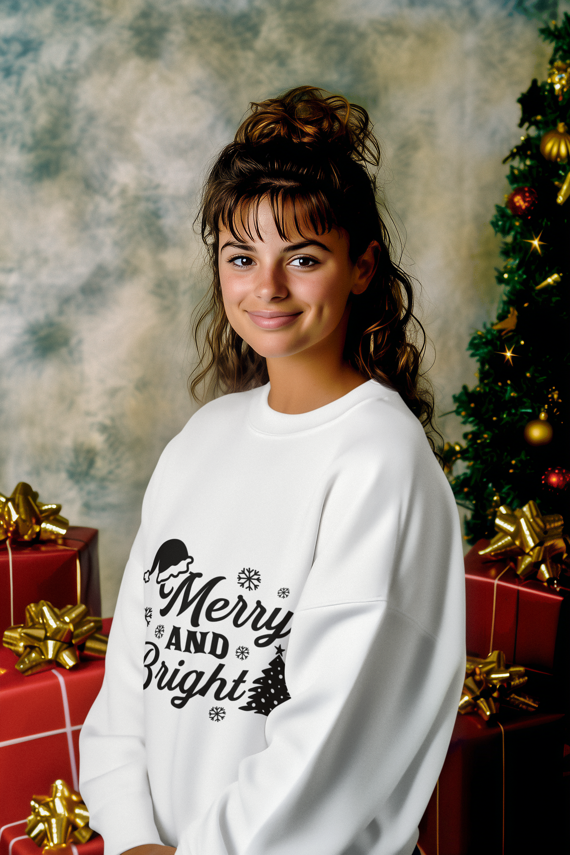 "Merry & Bright Christmas" Sweatshirt - Festive Holiday Family Apparel, Christmas Eve/Christmas celebration by RanggRiwaaz