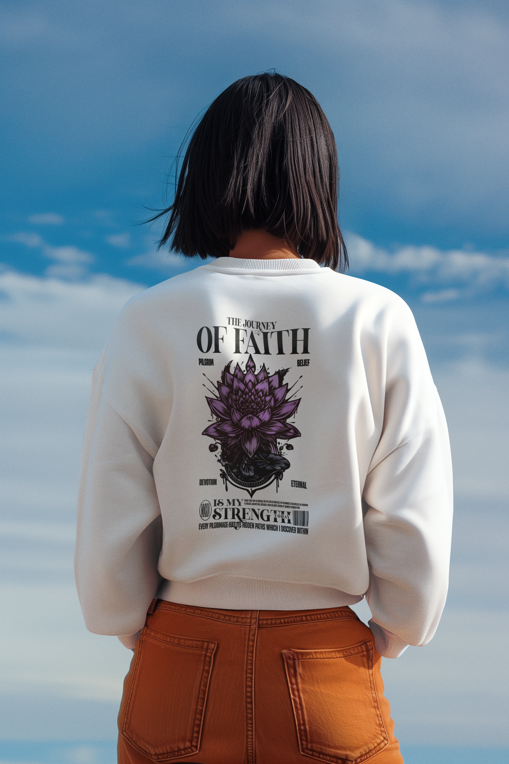 "The Journey of Faith is My Strength" Pilgrim Sweatshirt - Religious Apparel by RanggRiwaaz