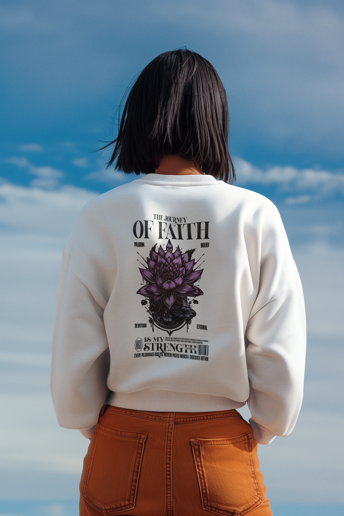 "The Journey of Faith is My Strength" Pilgrim Sweatshirt - Religious Apparel by RanggRiwaaz