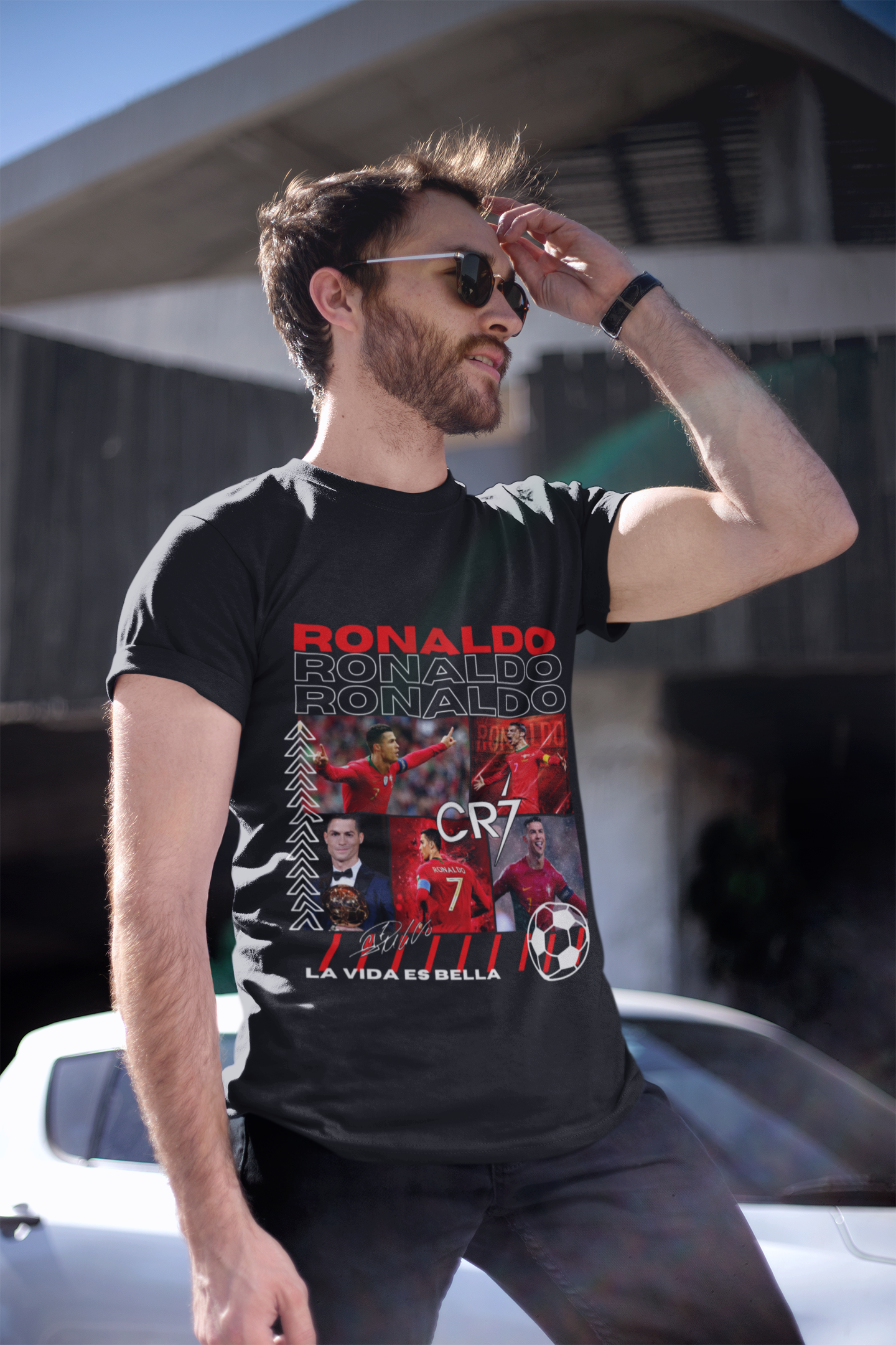 Cristiano Ronaldo Pride of Portugal Collage | CR7 Legend Graphic Unisex Classic Crew T-Shirt by RanggRiwaaz