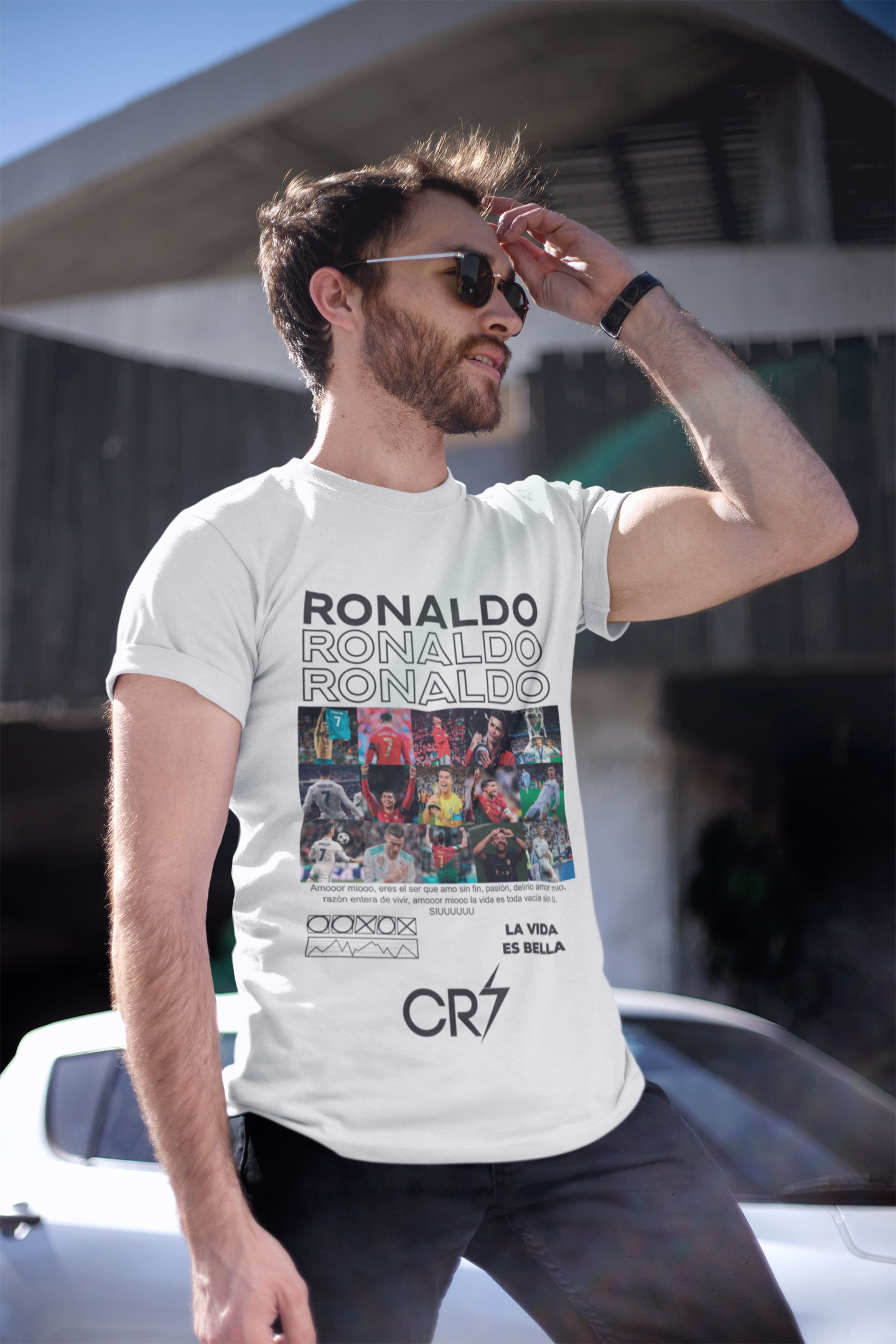 CR7 Legacy Collage T-Shirt | Cristiano Ronaldo Career Moments Fan - Unisex Classic Crew T-Shirt by RanggRiwaaz