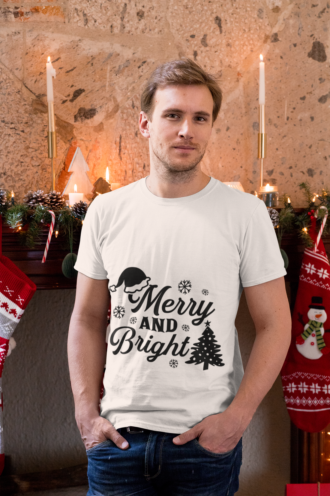 "Merry & Bright Christmas" T-Shirt - Festive Holiday Family Apparel, Christmas Eve/Christmas celebration by RanggRiwaaz