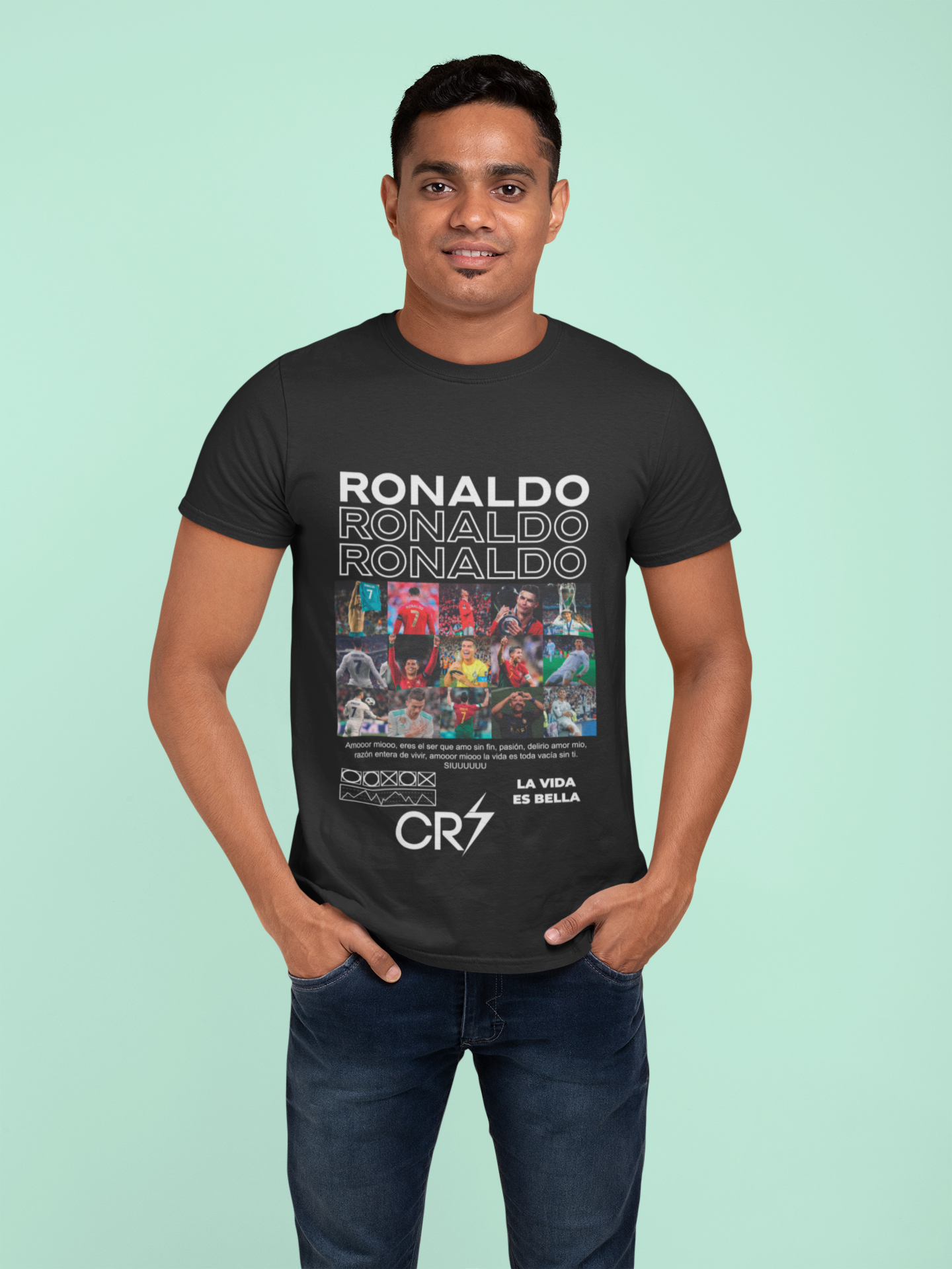 Cristiano Ronaldo Career Collage T-Shirt | CR7 Legacy Moments - Unisex Classic Crew T-Shirt by RanggRiwaaz