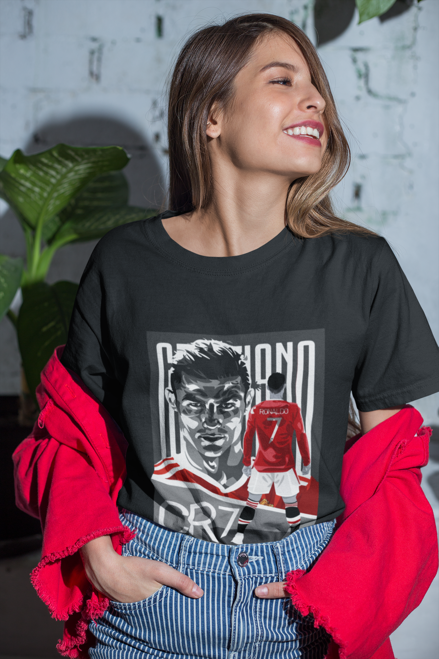 Red Devil CR7 Portrait T-Shirt | Manchester United Era Illustration Unisex Classic Crew T-Shirt by RanggRiwaaz
