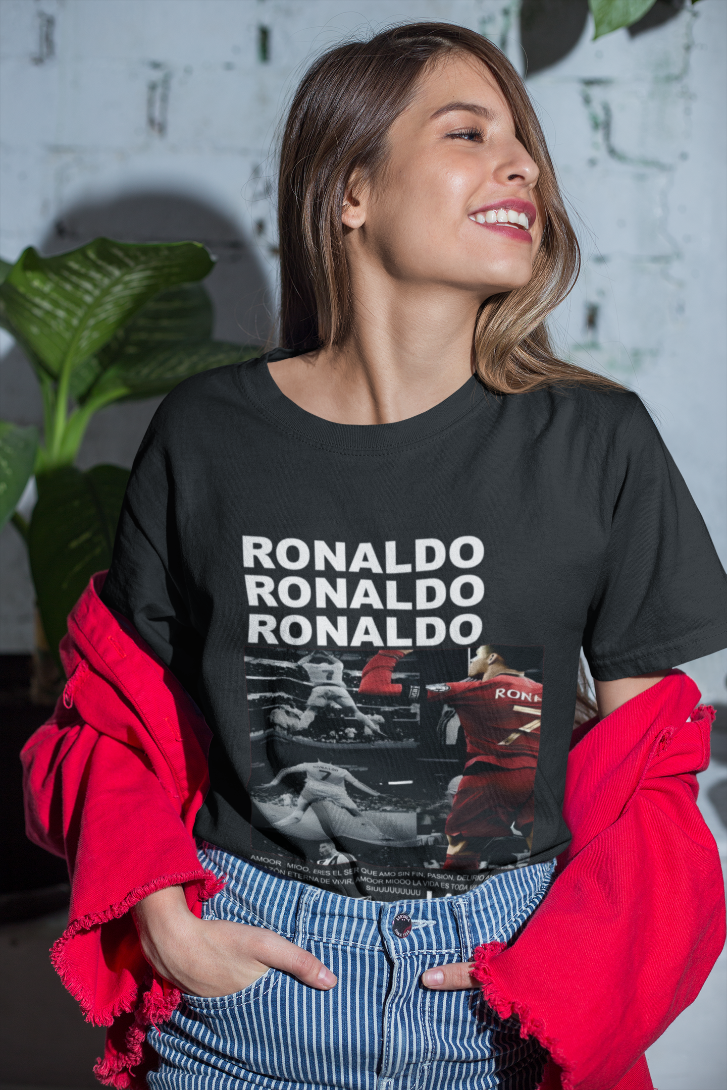 Aesthetic CR7 Fan T-Shirt - Grunge Photo Collage Print - Unisex Classic Crew T-Shirt by RanggRiwaaz